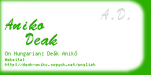 aniko deak business card