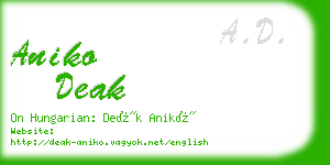 aniko deak business card